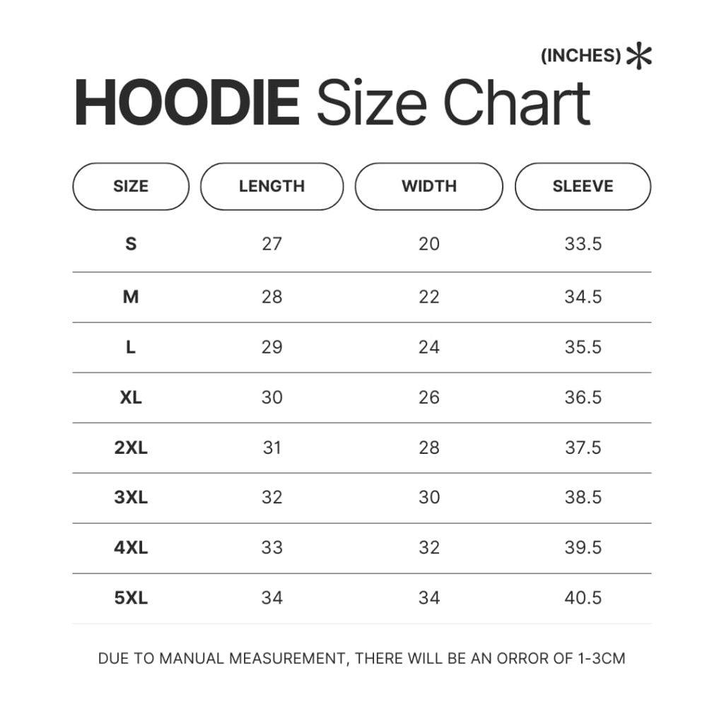 Hoodie Size Chart - Hunter X Hunter Gifts
