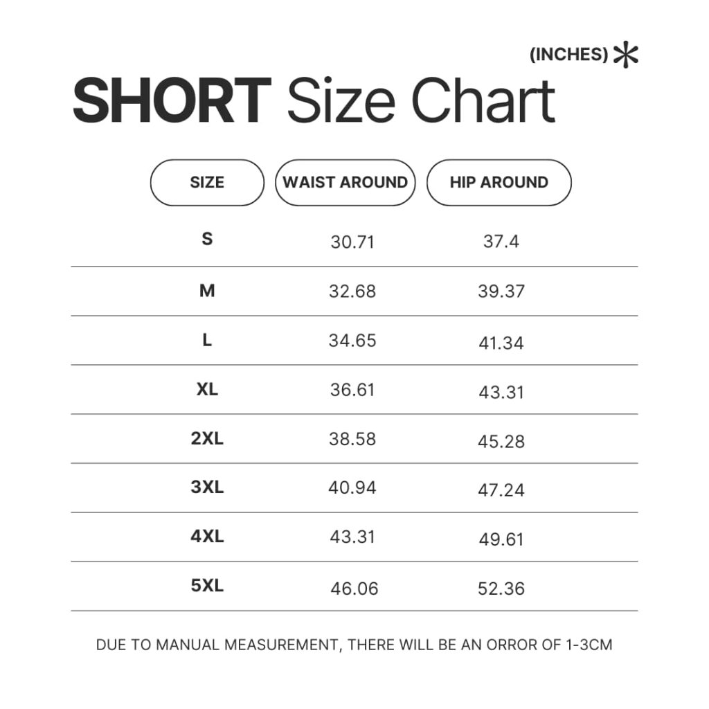 Short Size Chart - Hunter X Hunter Gifts