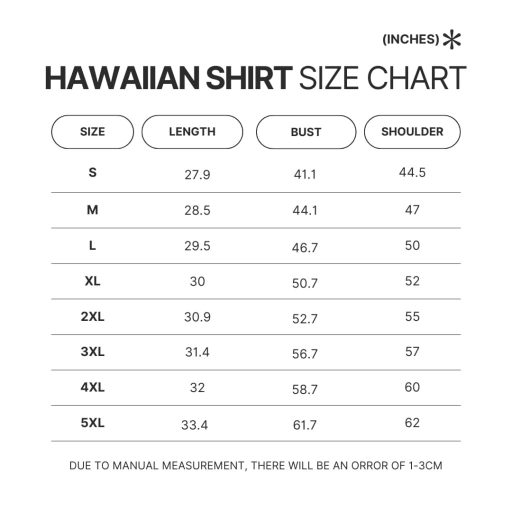 Hawaiian Shirt Size Chart 1 - Hunter X Hunter Gifts